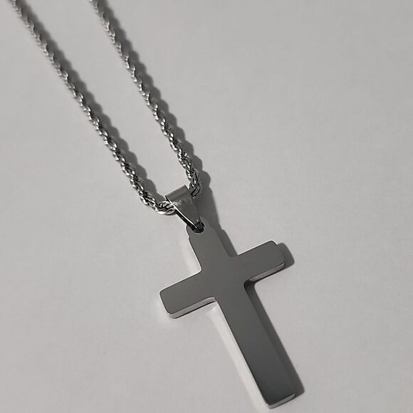 Silver Cross Pendant Necklace - Picture 2 of 4